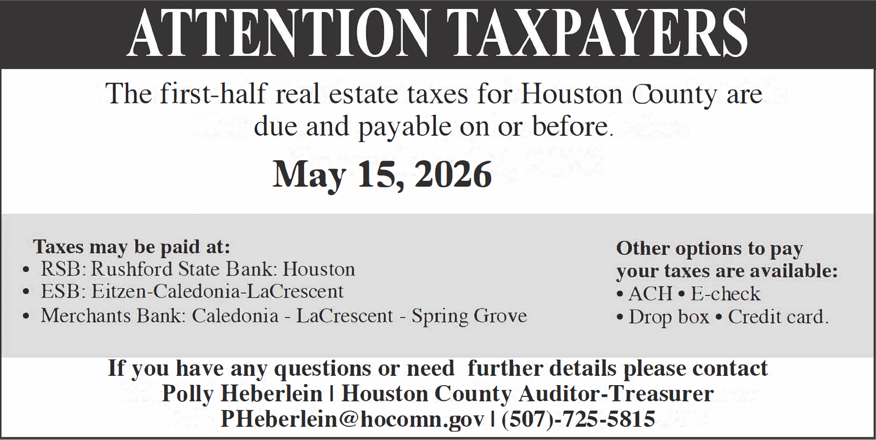 Taxpayer Notice May 15th 2026